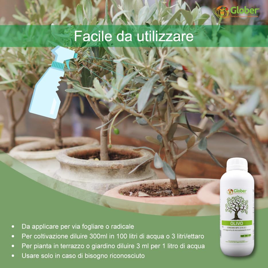 Concime Olivo GLOBER 1L - Fertilizzante Con Azoto, Fosforo, Potassio E Boro - Foto 7