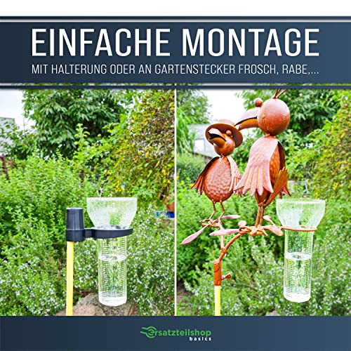Regenmesser Ersatzglas 35 mm/qm für Frosch, Rabe und Maus inkl. Halterung Niederschlagsmesser Glas Wassermengenmesser