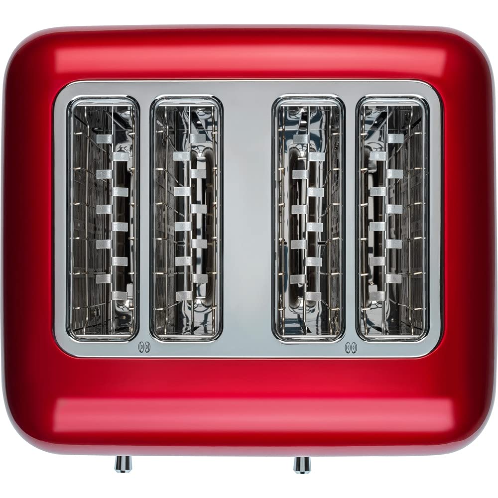 Kitchenaid tostapane - Artisan - Toaster 4 fette con scomparti extra-large e pinze autocentranti - Macchina per Toast con 7 Livelli di Doratura - Retro - Rosso mela metallizzato
