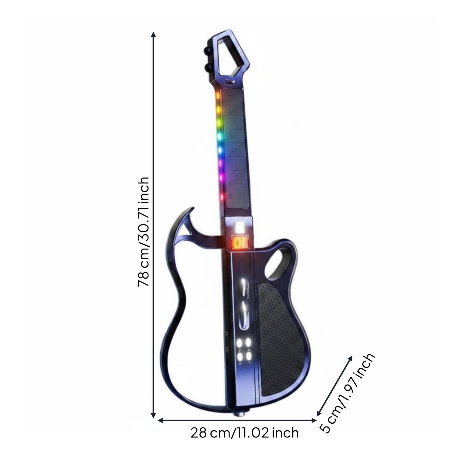 Gralara Chitarra Intelligente Senza Corde Connessione Bluetooth Chitarra Elettronica Luminosa 7 Suoni di Strumenti Giocattolo Musicale per Principianti, Silver Black