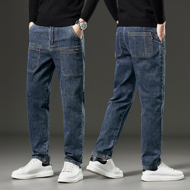Mecutie Jeans, Mecutie Jeans Men, Men's Relaxed Fit Cargo Jeans Denim Cargo Pants, Comfortable Multi-Pocket Cargo Jeans2