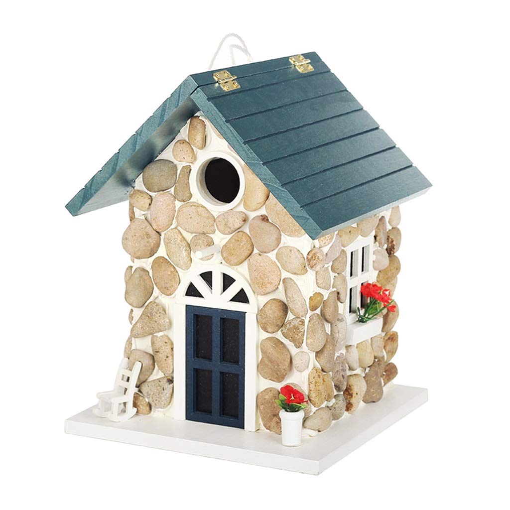 Bird House Bird Houses For Outside Stone Castle Courtyard Outdoor Birdhouse Garden Decoration Bird House (Color : Blue, Size : 18.5 * 19 * 25cm)