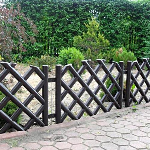 Buy Brown 3.5 m long plastic garden picket fence, 4 colours Online at