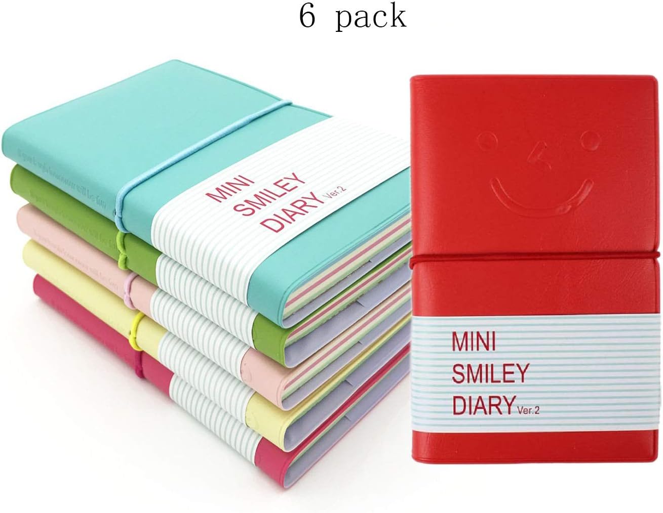 Yansanido 6 Pcs 3x5 Inch Pocket Notebooks Set Super Mini Pocket Diary Notebooks Memo Note Book PU Leather Case (6)