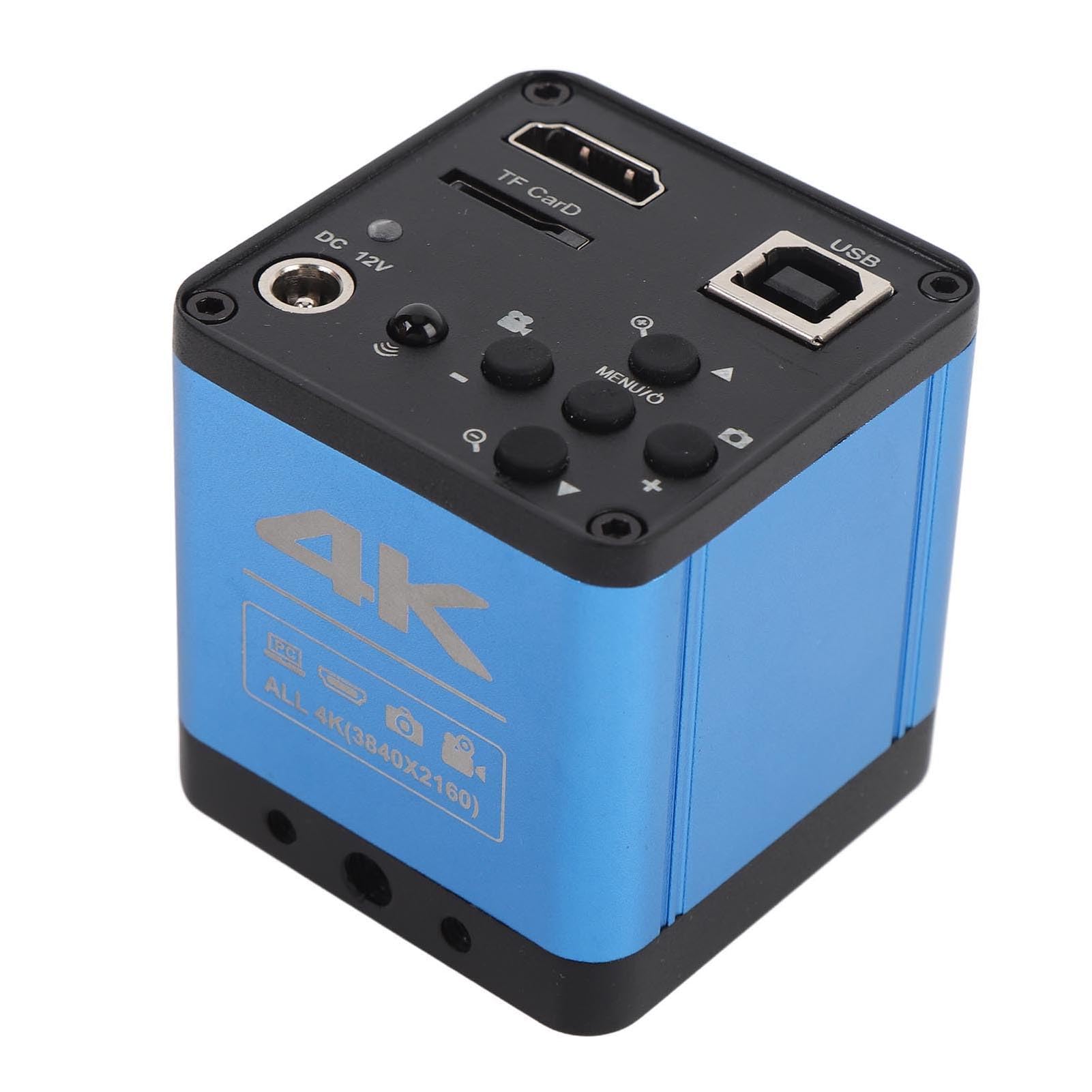Akozon Cámara de Microscopio Industrial 8MP HD Multimedia USB 4X Zoom Cámara de Microscopio Digital para Inspección Profesional (Enchufe de la UE)