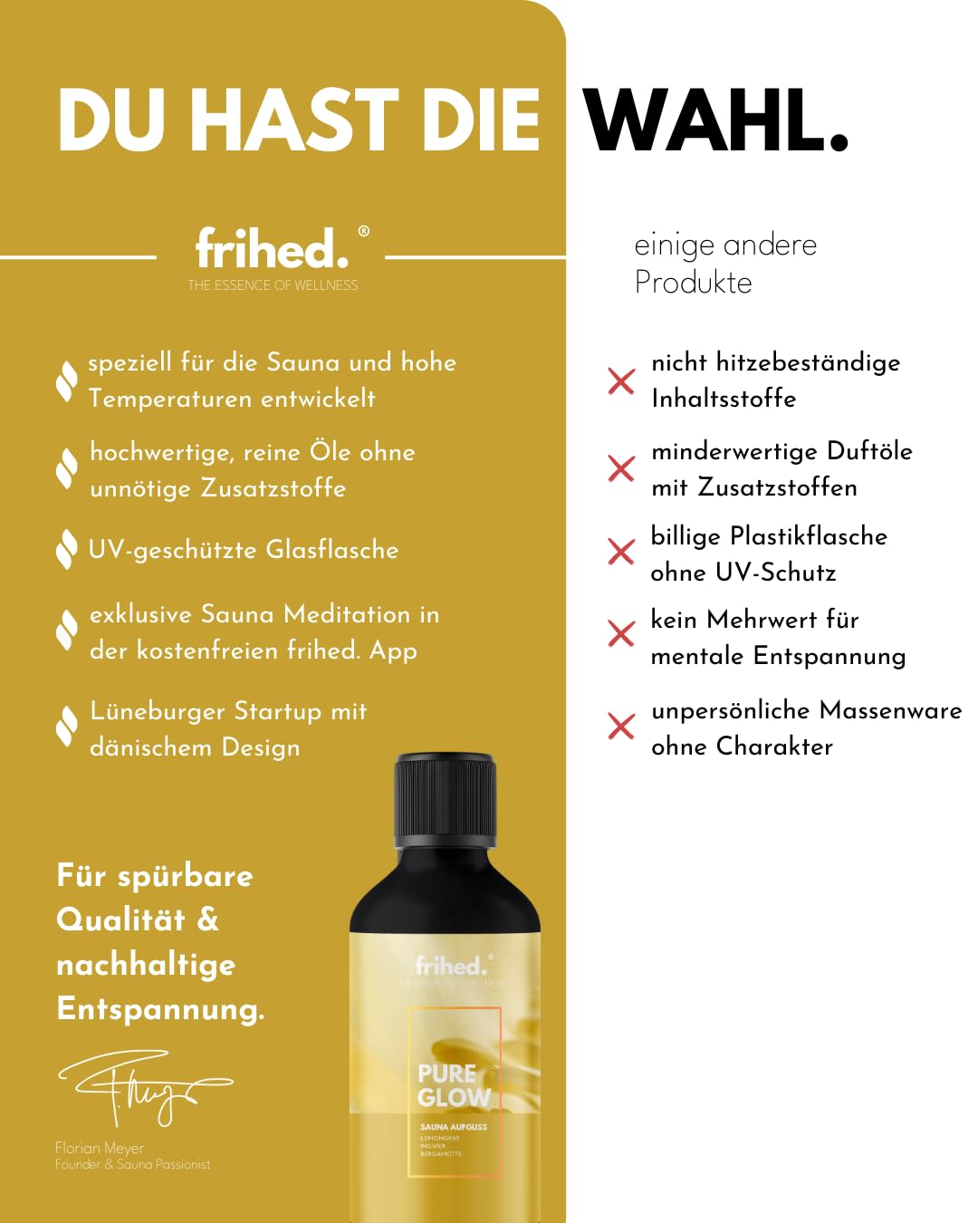 Frihed.® - Infusión para sauna de alta calidad con aplicación de meditación, infusionante para todos los tipos de sauna, fragancia duradera para sauna, aceite extra de alta calidad, idea de regalo