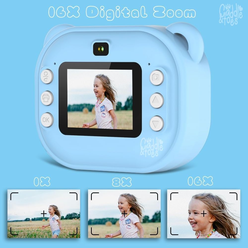 Kids Instant Print Camera – Mini Digital HD Photo & Video Camcorder with Games | Fun Learning Toy for Boys & Girls Ages 4-18 | Includes 2 Print Rolls – Ideal Gift for Kids (Blue) 2
