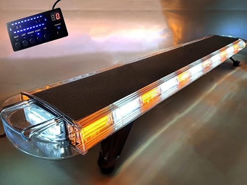 SVTDEYS 12V-24V 55" 104W ámbarblanco 104 luces LED de faro de emergencia intermitente barra estroboscópica 21 modos de fash con interruptor de