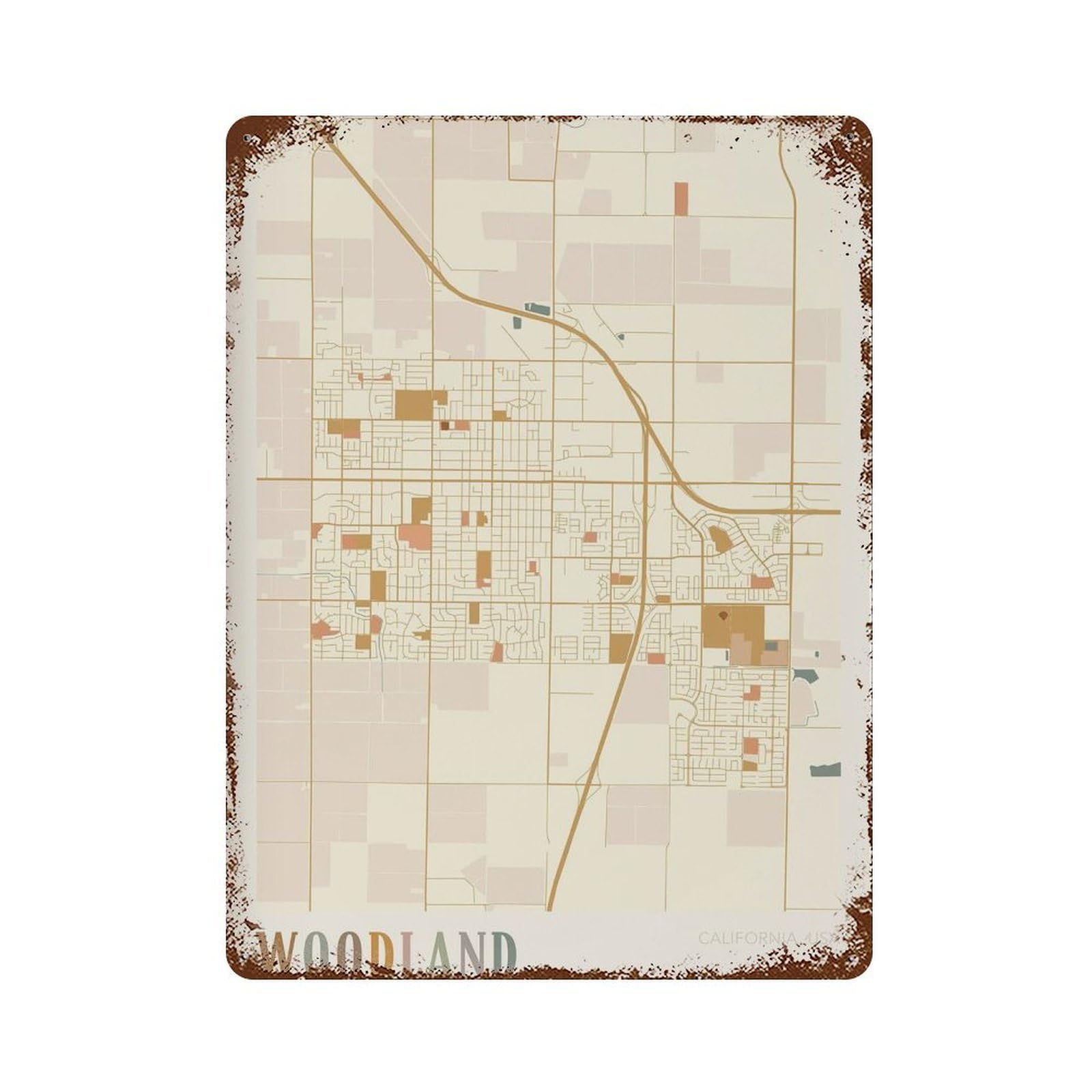 xiaoxiaoshen Woodland Map California Travel Gift Boho Birthday Wall Decor Art Metal Tin Poster Modern Home Decor Art Home Bar Shop Decorations Vintage Sign 40x30cm