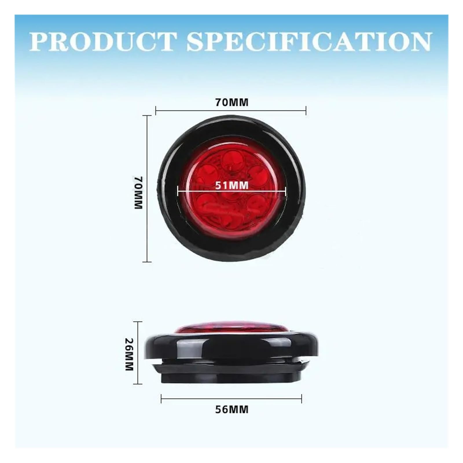 Luces Traseras Luces Led Redondas Posición Lateral 12V Y 2 Pulgadas Luces Laterales Camión Luces De Liquidación Remolque Lámpara De Parada Trasera Tali Automotive Piloto Trasero ( Color : 2pcs Red )