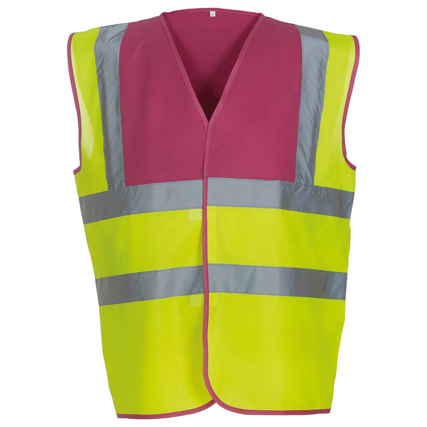 Yoko Men's Yk001/Hvw100 Hi Vis 2 Band and Braces Waistcoat - Raspberry/Yellow, 2X-Large