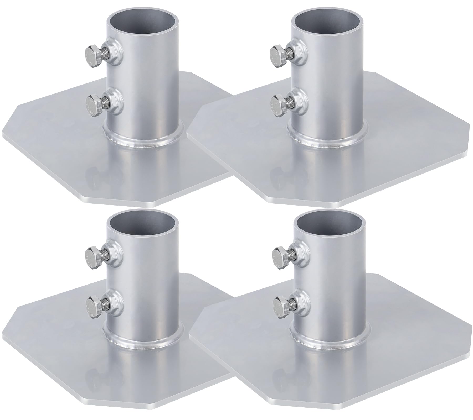 Photo 1 of 4 Pack Stationary Dock Base Plate,Floating Dock Brackets Hardware, Dock Foot Plate Stationary Dock Bottom Pad for Feet Post Pipe Pole Leg,Support and Hold Docks & Prevent Sinking into Mud