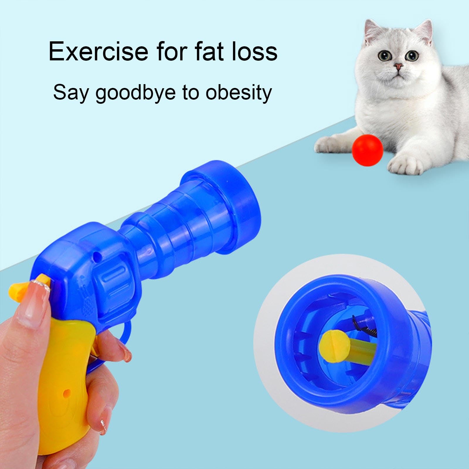 KASESSS 2Pcs Cat Toy Plush Ball Launching Gun, Training Cat Ball Launcher - Image 4
