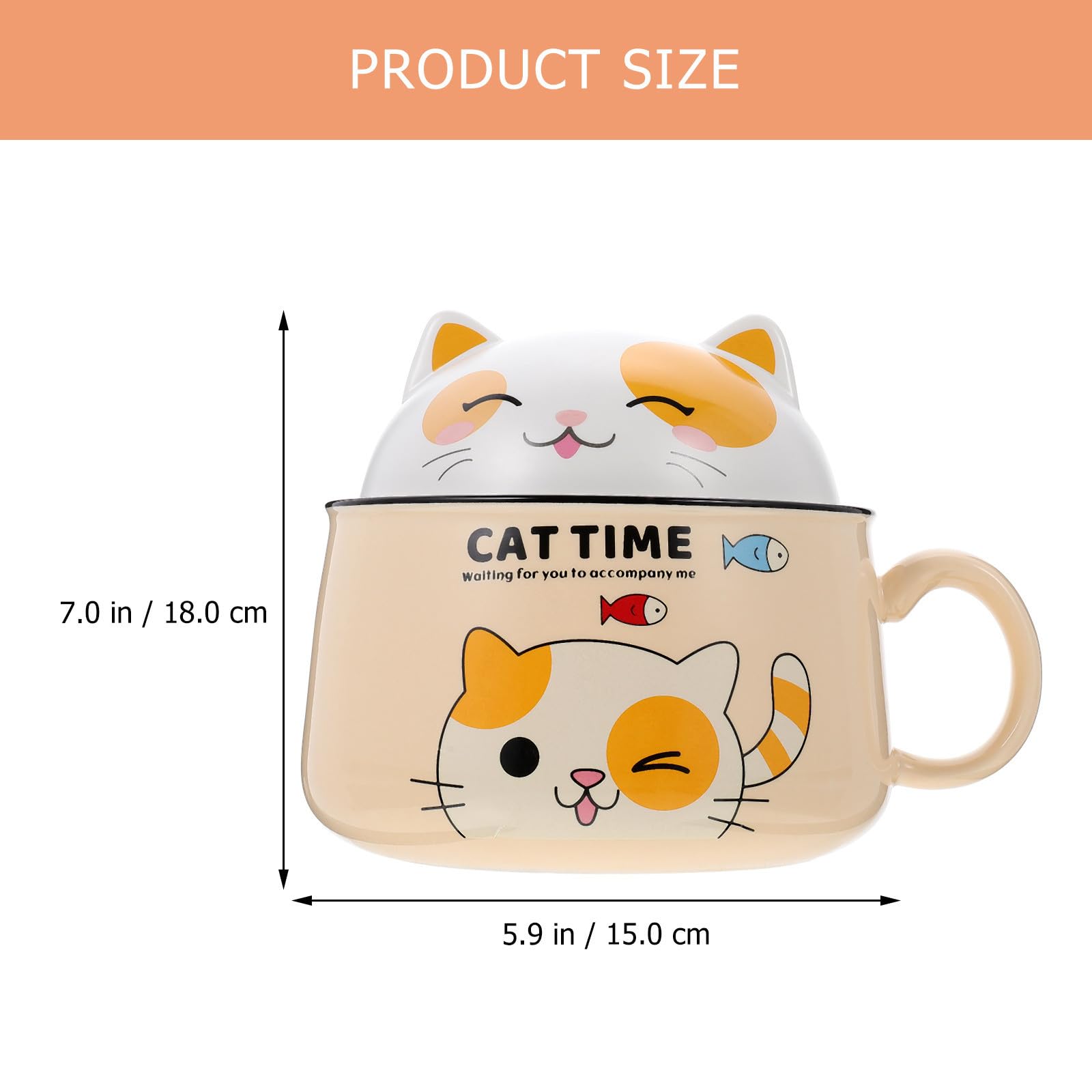 IMIKEYA Tazón de Cerámica Amarillo Diseño de Gato para Sopa y Arroz, Multifuncional sin Rebabas, Adecuado para Comedor y Uso en Casa