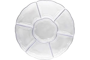 Party Essentials Heavy Duty Clear Plastic 7-Sectional Serving Trays (6-Pack)