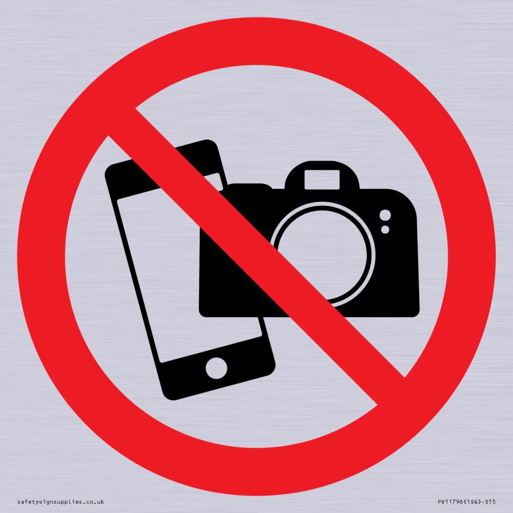 P932 Prohibition: No filming or photography Sign - 150x150mm - S15