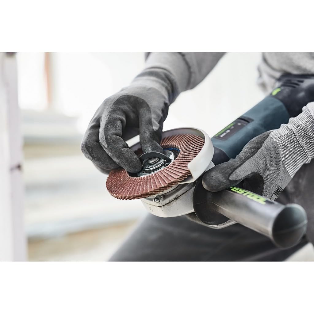 Festool Amoladora angular inalámbrica AGC 18-125 EB-Basic-5.0 – Motor EC-TEC sin escobillas, 4500 – 8500 rpm, a prueba de polvo, baja vibración, incluye batería de 5,0 Ah y Systainer