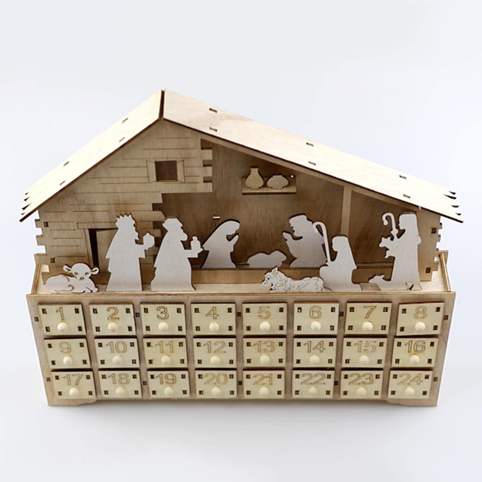 Juego de 2 calendarios de Adviento de Navidad con 24 cajones, decoración de calendario de cuenta regresiva