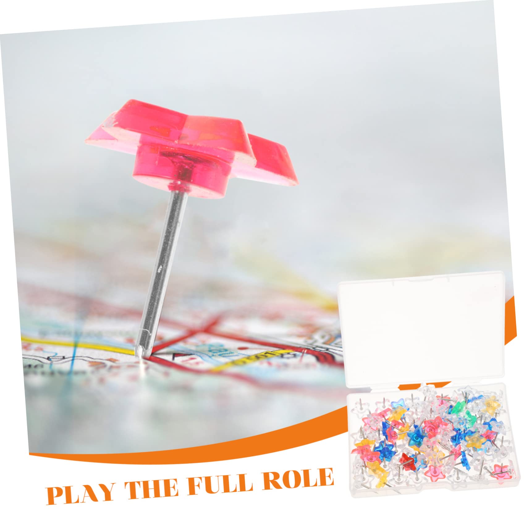 NUOBESTY 24pcs Colorful Push Thumbtacks - Plastic Map Pins For Whiteboards & Bulletin Boards