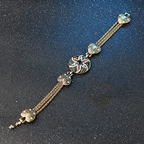 Classic Turkish Jewelry Bangle Gold Plated Heart Colorful Bracelet for Women Lady Gift3