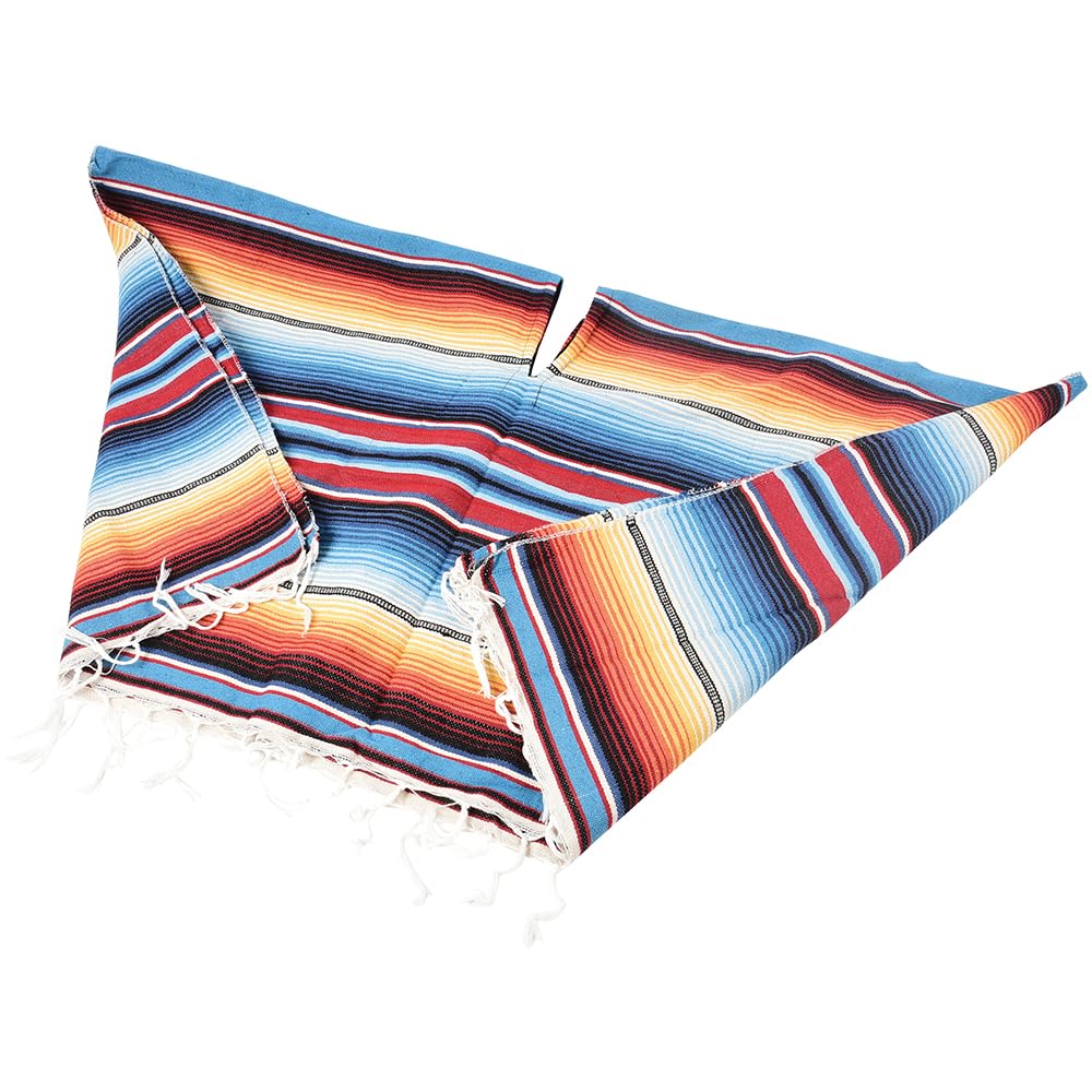 Unisex Bright Striped Cotton Mexican Style Poncho Halloween Costume (HAT NOT INCLUDED)