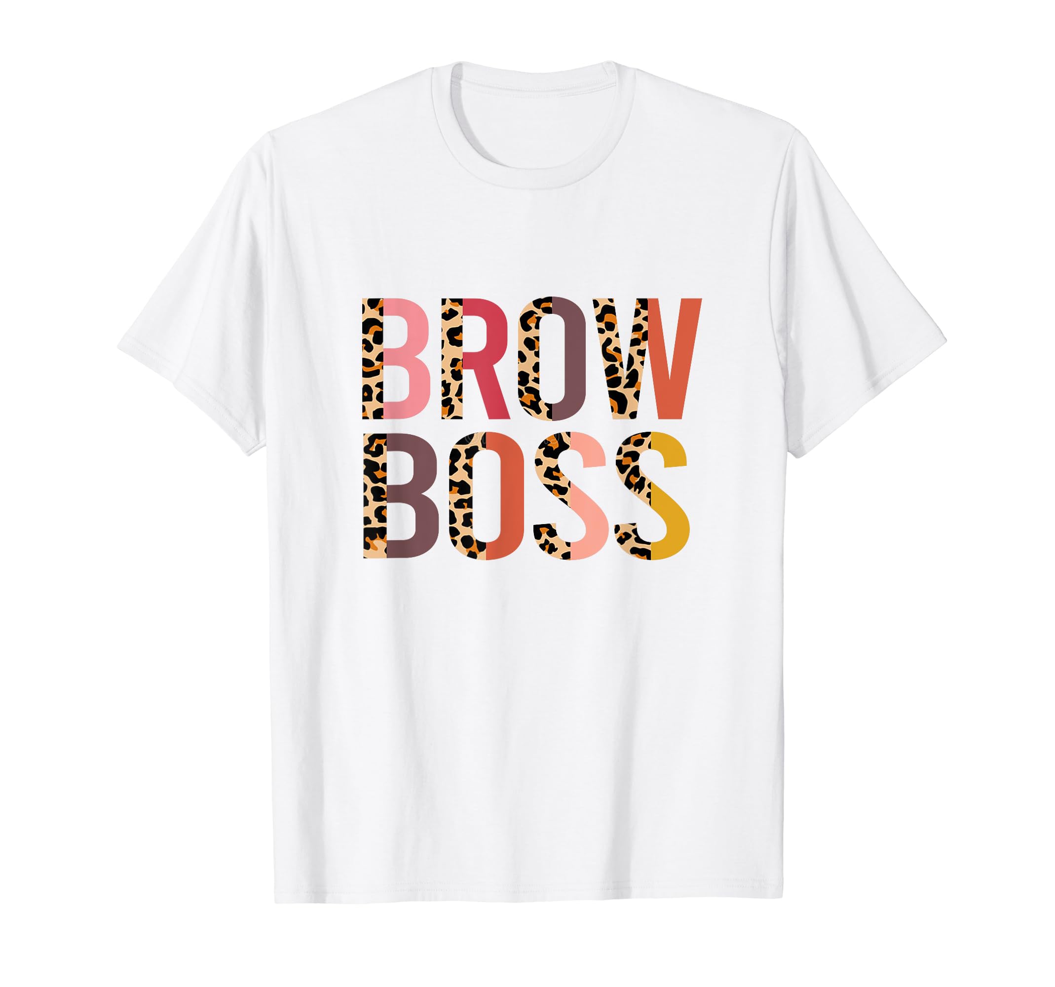Brow Boss Esthetician Eyebrow Tech MicrobladingHalf Leopard T-Shirt