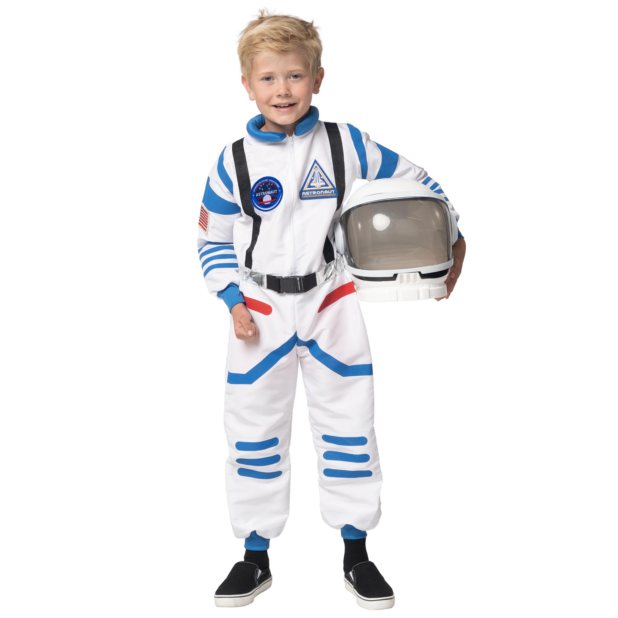 Spooktacular Creations Halloween Kind Unisex weiß Astronaut Kostüm, NASA Pilot Jumpsuit mit Helm