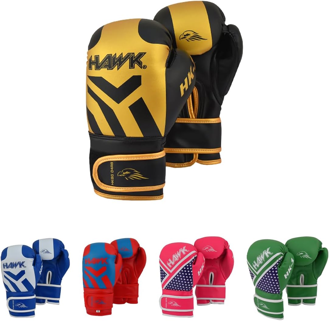 Kids Boxing Gloves – Hawk Youth 4oz, 6oz, 8oz for Boys & Girls | Maya Hide Leather Sparring Gloves for Boxing, Kickboxing, MMA, Muay Thai, Punching Bag | Comfortable & Durable