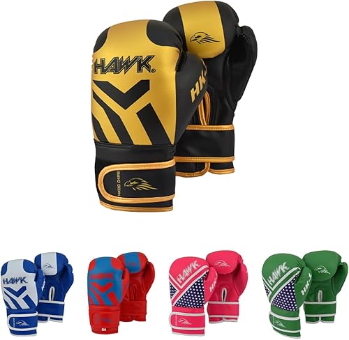Hawk Guantes de boxeo juveniles para niños de 4 onzas, 6 onzas, 8 onzas, para niños, niñas, niños pequeños y jóvenes, guantes de boxeo Maya de cuero