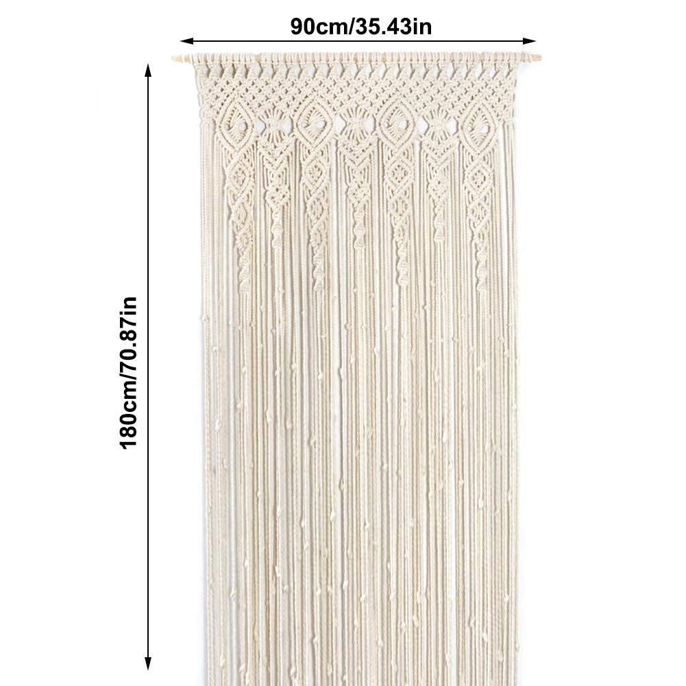 Cortina para Colgar en la Pared, Tapiz Puerta Boho Ventana Divisor Armario Decoración Pared Boho para el hogar/decoración la Boda(Beige, 90 * 180CM)