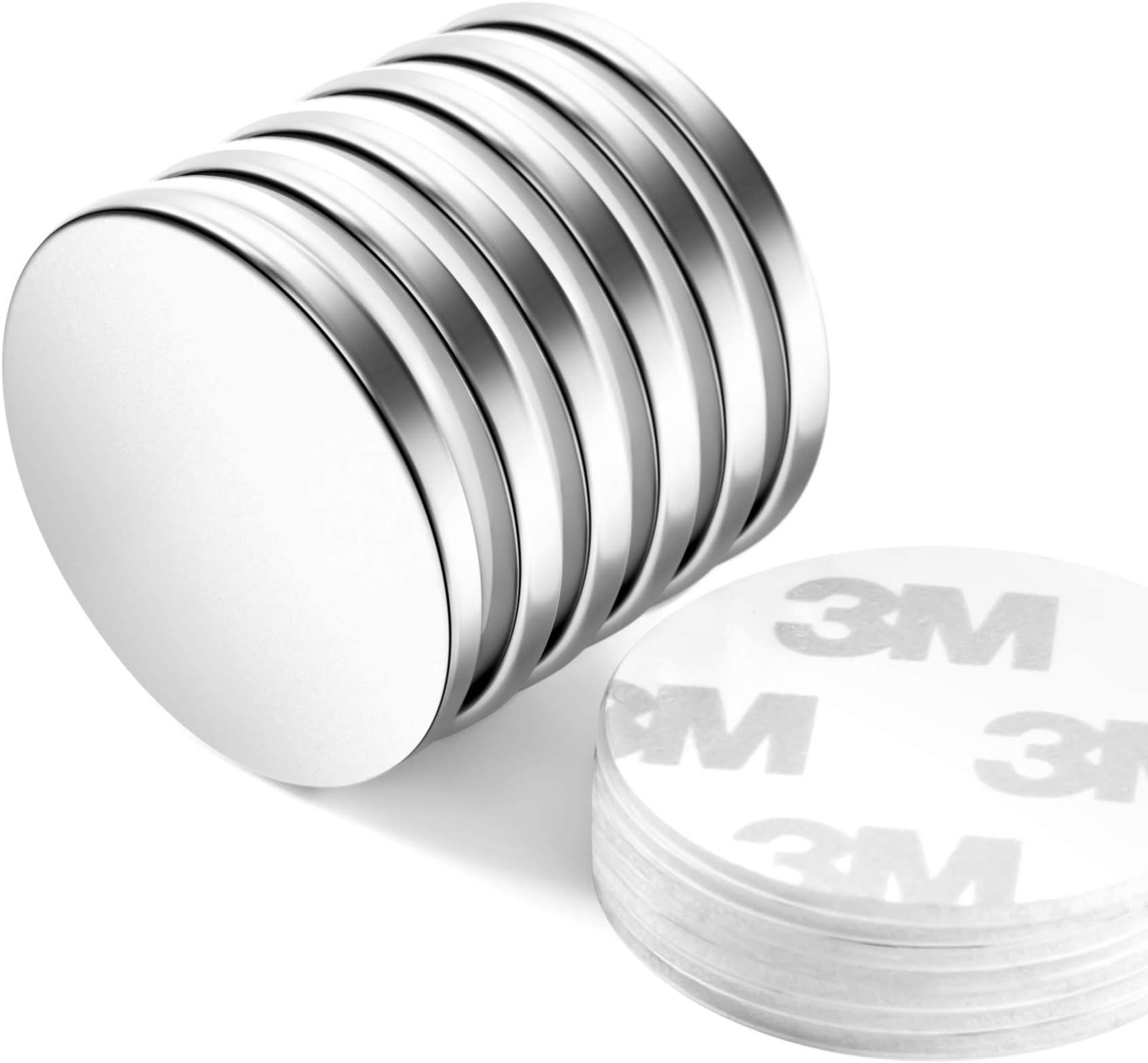 Neosmuk NSY3235 Magnets, D32mm Strong Rare Earth Adhesive Neodymium Disc-Shaped Magnet with Round Thin Backing Tape Super Powerful and Ideal for Door,Crafts,Fridge,White Board,Home,Kitchen,Office (6)