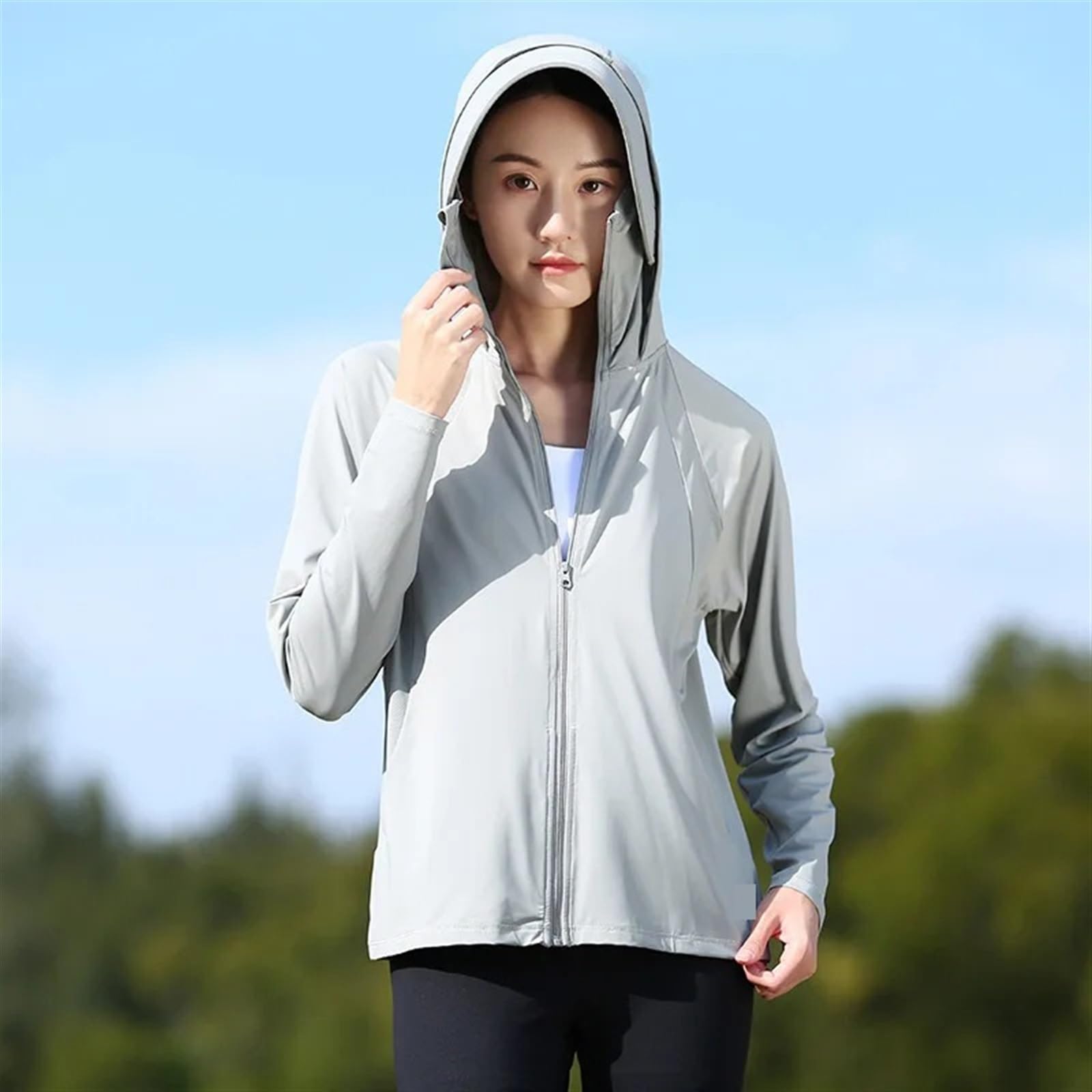 Abbigliamento for la Protezione Solare Cappotti da Giacca con Protezione UV da Campeggio Estiva Traspirante e Staccabile a Tesa Larga per l'escursionismo e la Corsa all'aperto(Pink,XL)
