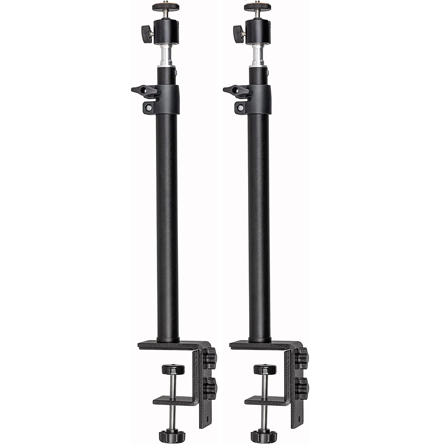 Walimex pro Table Top Lampenstativ 2er-Set höhenverstellbar 35-65 cm, Tischstativ mit Kugelkopf für 360° Drehung und 90° Neigung, Stativ mit Klemmhalterung für Studiobeleuchtung und Kamera