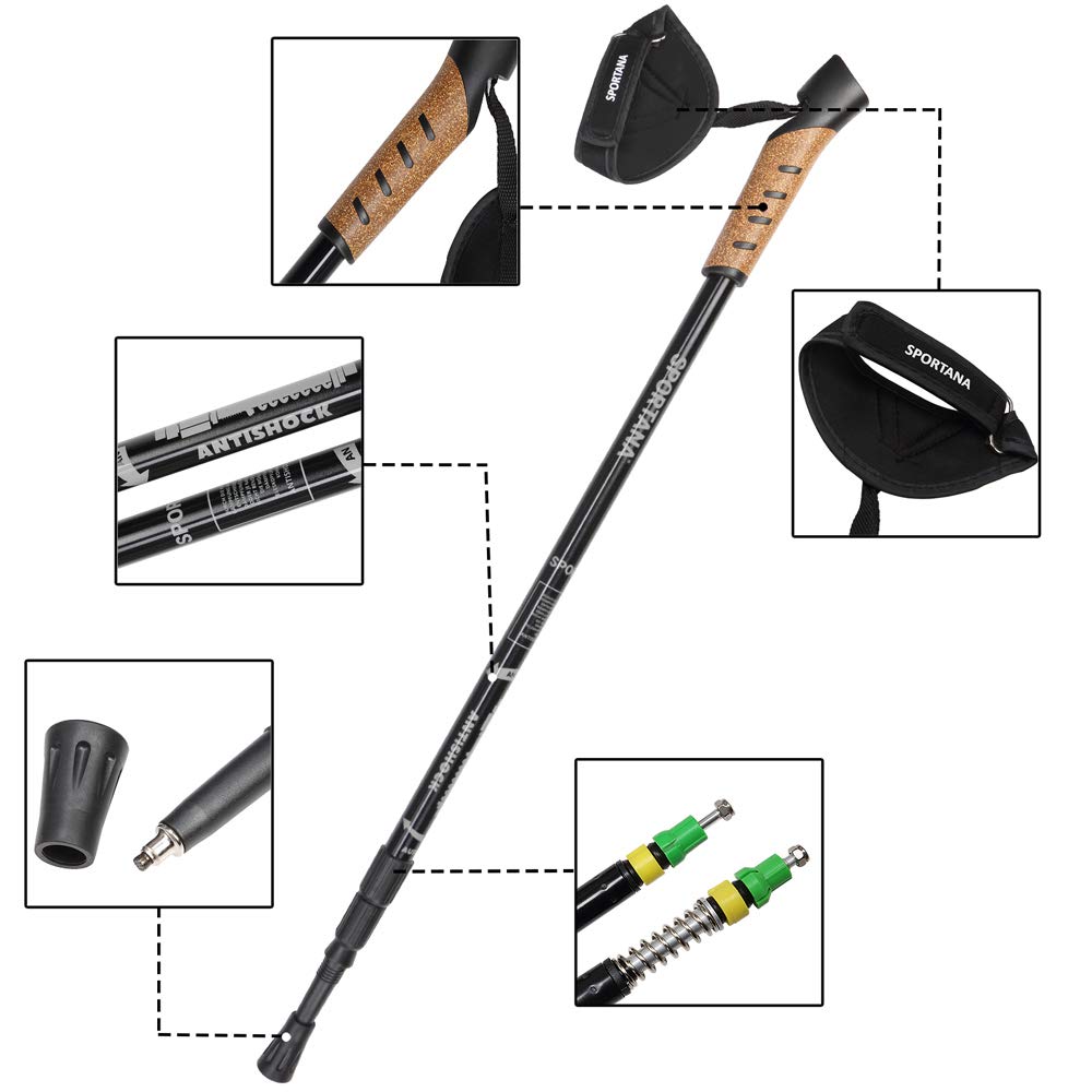Kijki do Nordic Walking Kijki teleskopowe kijki trekkingowe, ergonomiczne, amortyzowane wstrząsy, szare