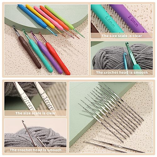Qzma 103 Pcs Crochet Kit, Crochet Kits for Beginners Adults Crochet Kits with Storage Bag, Included Crochet Hooks Yarns Accessories - Image 4