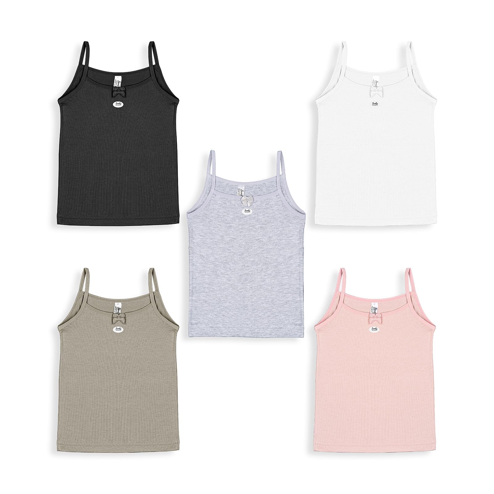 SAMILY Lot de 5 maillots de corps en coton à bretelles spaghetti pour fille - Sous-vêtements confortables