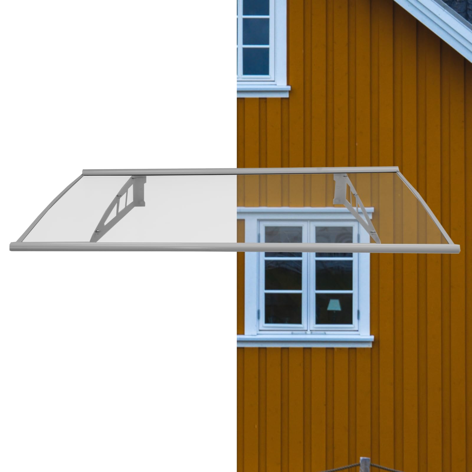 TRUTZHOLM Vordach für Haustür aus Aluminium und Polycarbonat 115 x 80 cm Haustürvordach Pultvordach Türdach Türvordach Haustür Dach