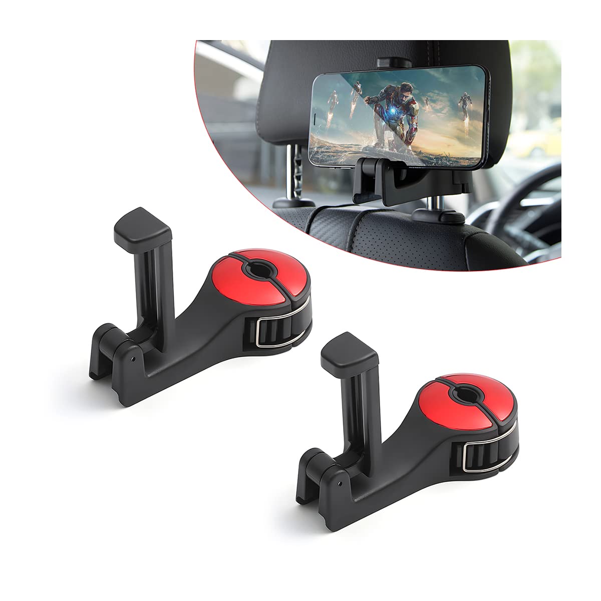 Kwak's Autositz Haken Mit Telefonhalter, 360° Produktbild-Vorschau 6