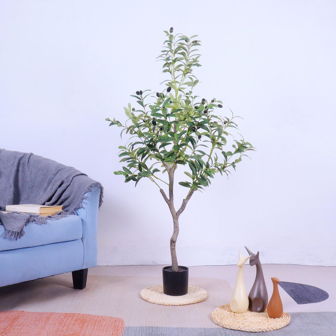 Amazon｜HGJH オリーブの木 大型観葉植物 120cm フェイク 本物そっくり