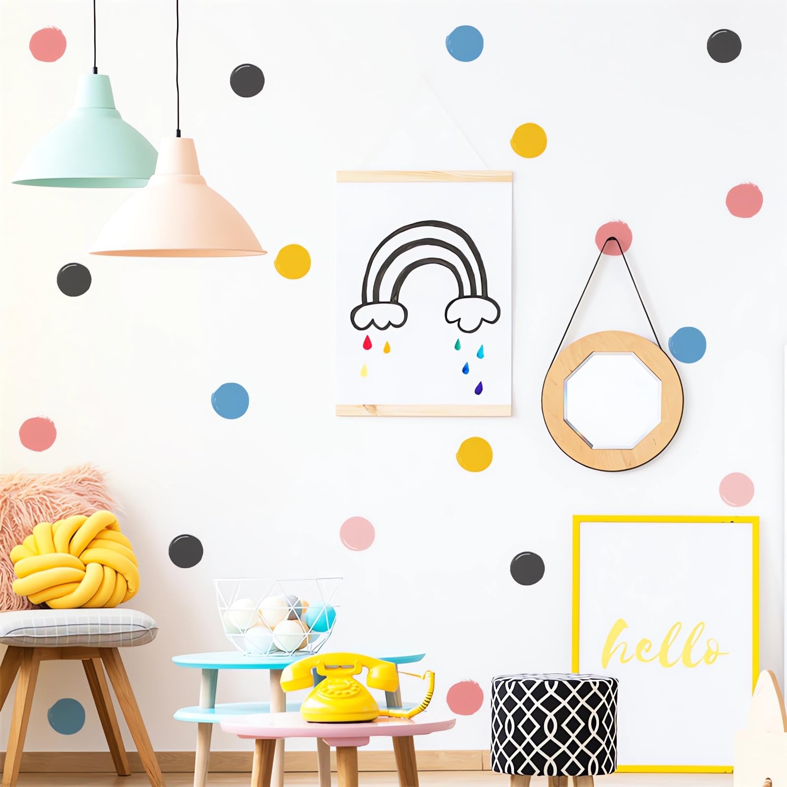 Autocollants muraux pois colorés pour créer une chambre d'enfant joyeuse