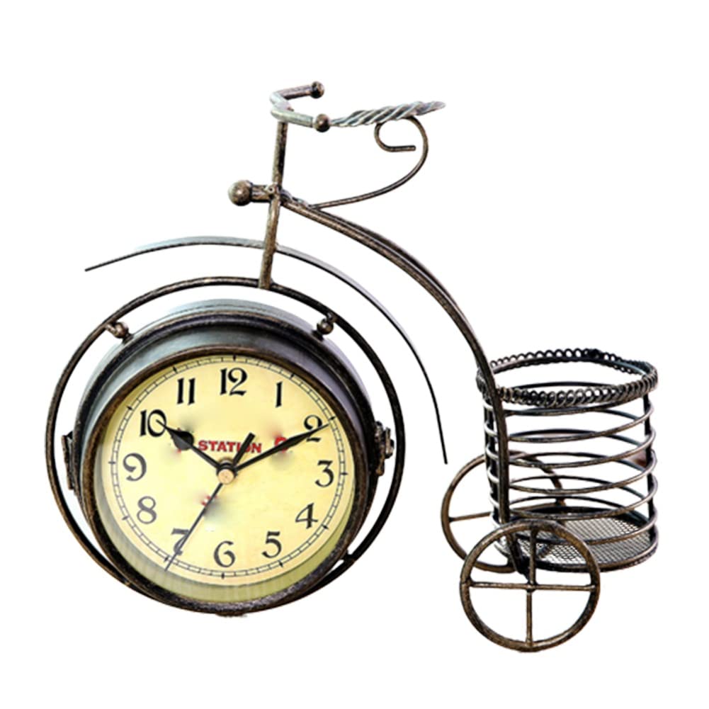 Reloj de bicicleta vintage de hierro con maquinaria silenciosa para escritorio