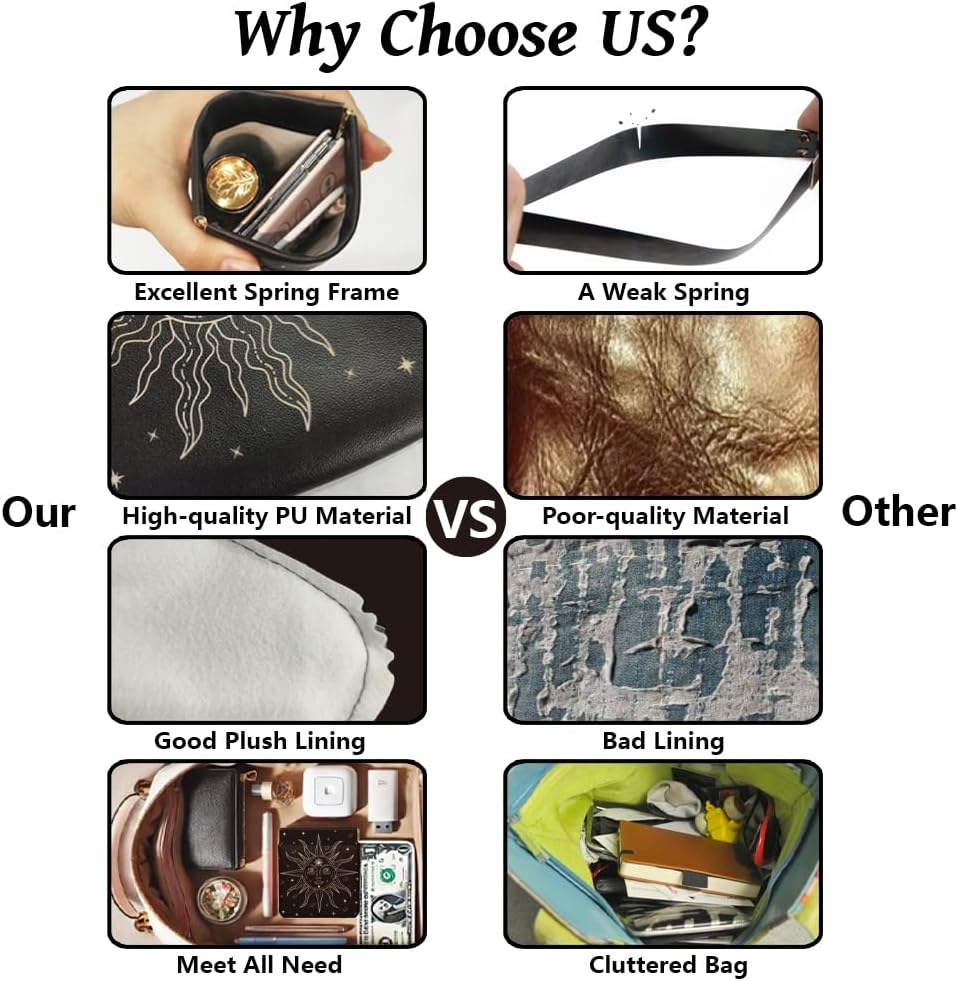 Peacoblue 4Pcs Small Leather Squeeze Coin Purse for Women - Sunflowers Pattern Waterproof & Durable Snap Closure Change Pouch Mini Money Wallet Bag for Adult Teen Girls Best Gift - Image 3