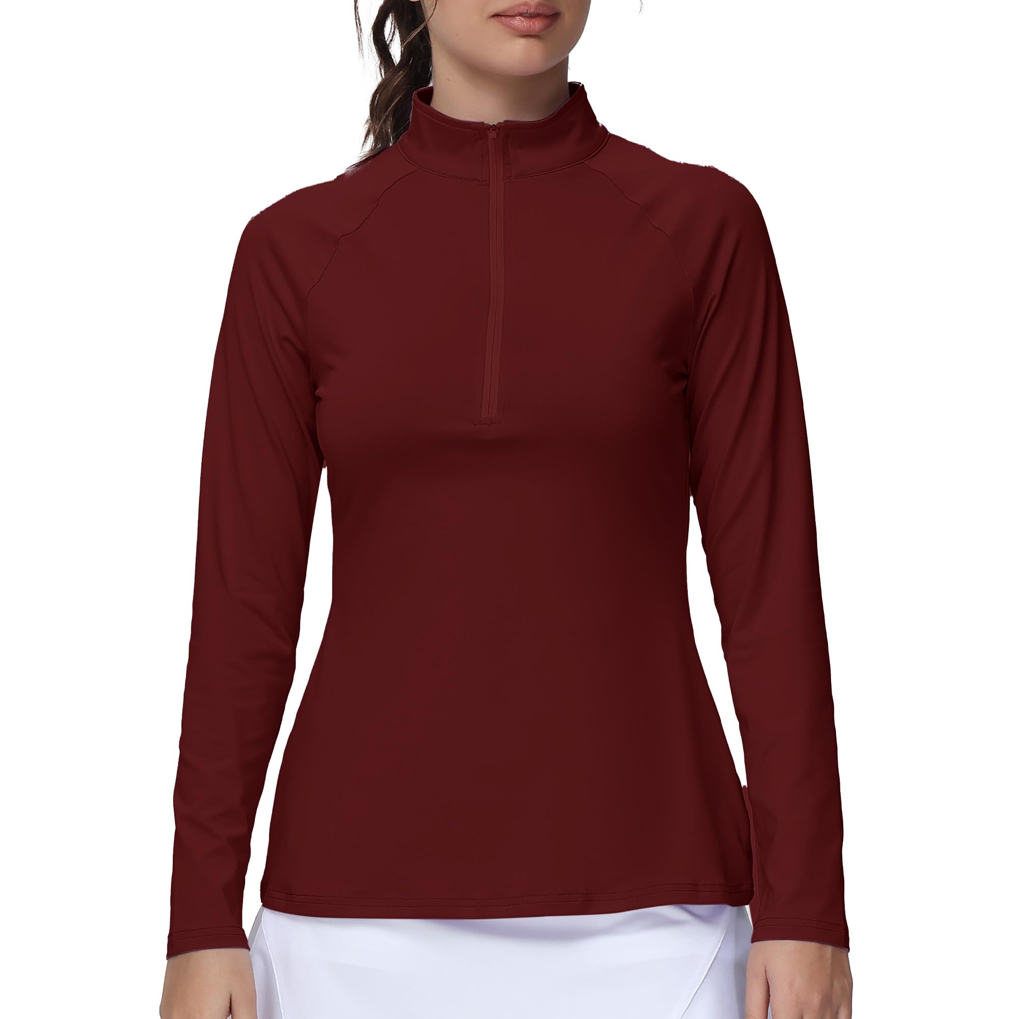 GGOV Golf Shirts for Woman UPF 50+ Sun Protection Quick Dry Lightweight Long Sleeve Polo Shirts for Woman Rash Guard