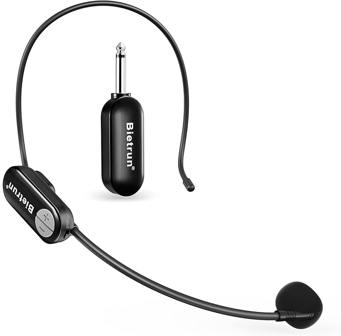Bietrun Wireless Microphone Headset with 1/4''Plug, 165ft