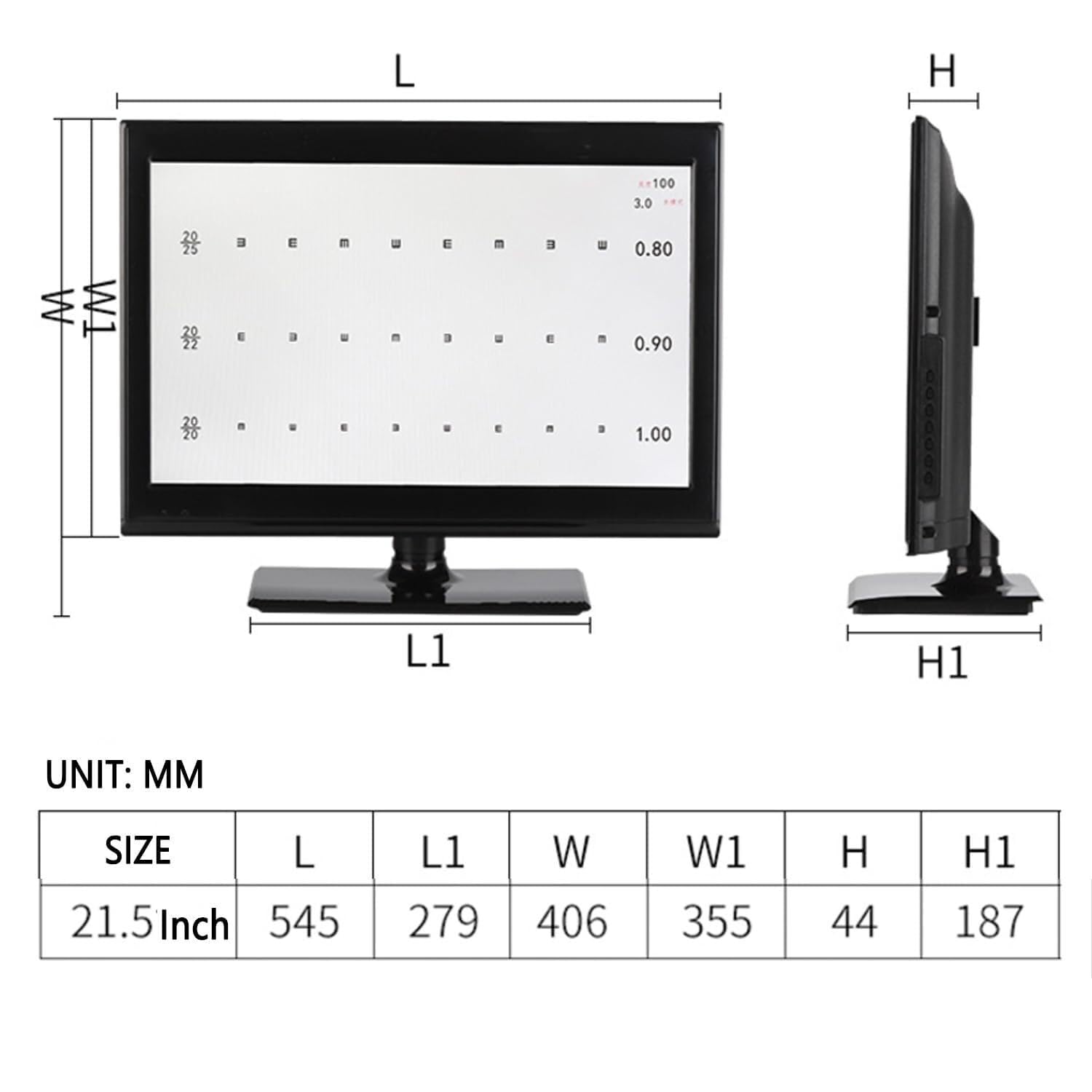 Sistema di Test dellacuità visiva Digitale LCD da 21,5 Pollici con Telecomando, Regolabile da 1 a 6 Metri.