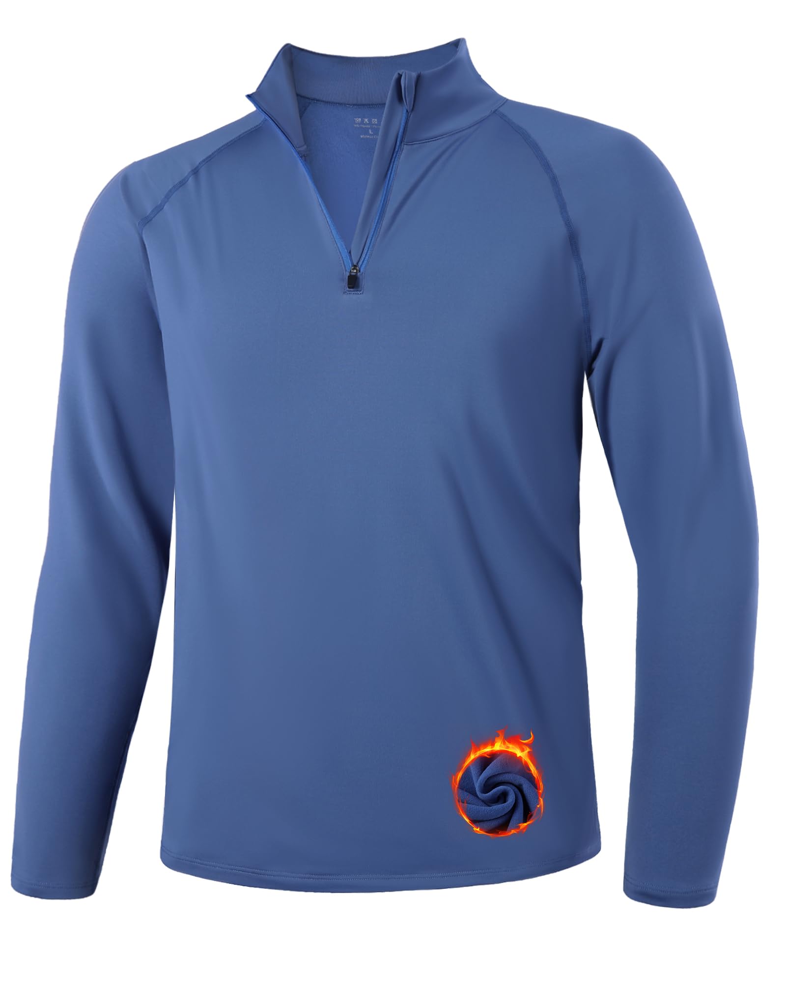 Runhit Men's Quarter Zip Fleece Pullover Thermal Running Shirts Lightweight Sweatshirt Long Sleeve Polo Shirt