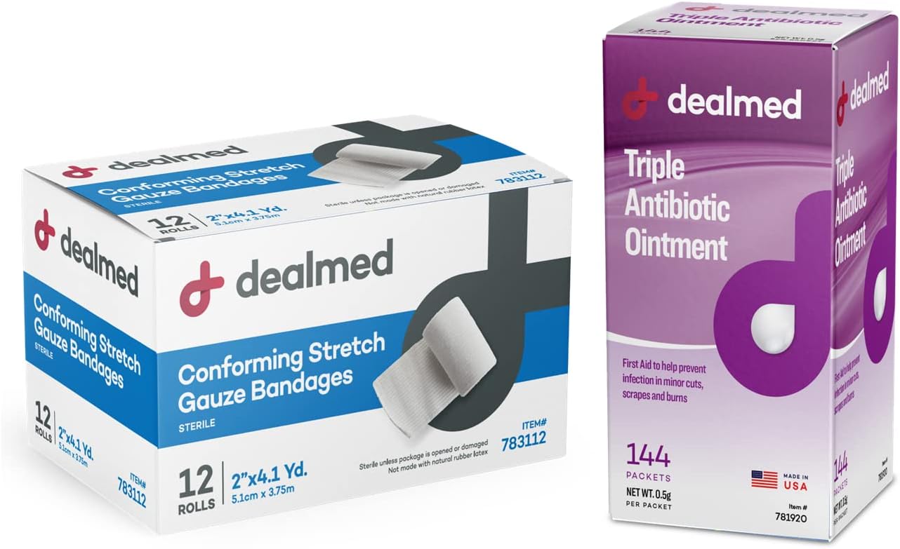 Dealmed Triple Antibiotic Ointment and Stretch Gauze