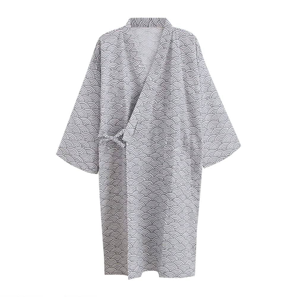 ZooBoo Japanese Kimono Nightgown Bathrobe - Cotton Spring Summer Robe Lightweight Thin Sleepwear for Men