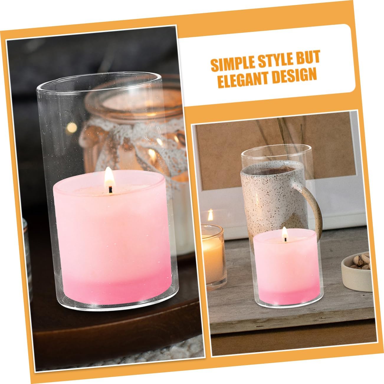 Levemolo 2pcs Clear Glass Candle Cylindrical Candle Holders Windproof for Home Decor Create Warm Romantic Atmosphere Easy to Use Design