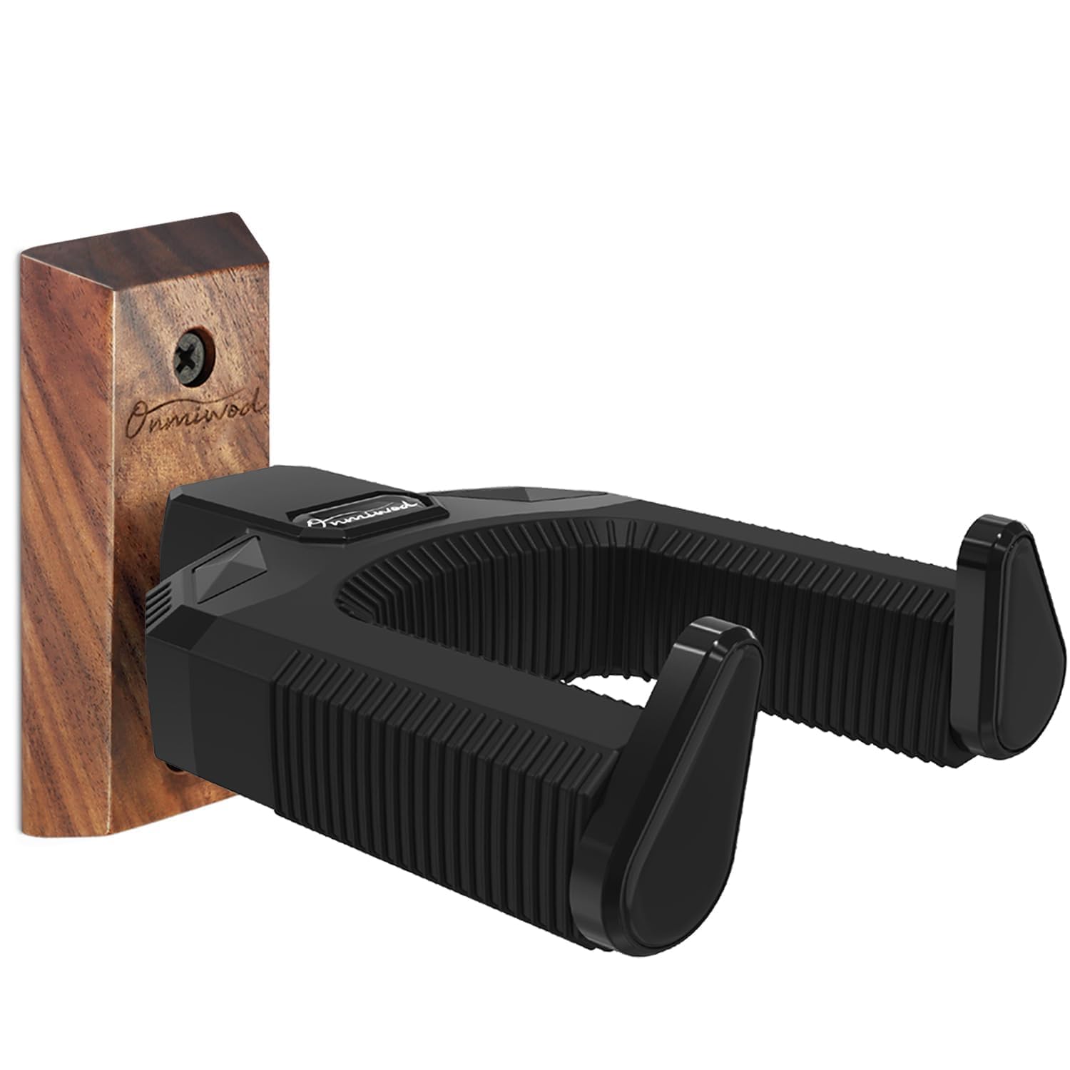 Khazna Auto Lock Guitar Wall Mount - Hard Wood Base Hook Stand Hanger for Acoustic, Classical, Electric, Bass - Gift for Players